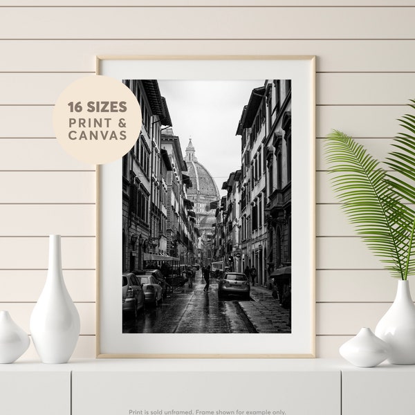 Black and White Vintage Photography, Florence Italy Wall Art Decor, European Architecture Print, European City Print, 8x10 Photo Canvas