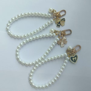 Personalized Pearl Phone Charm: Rose Gold Butterfly Beaded Phone Chain