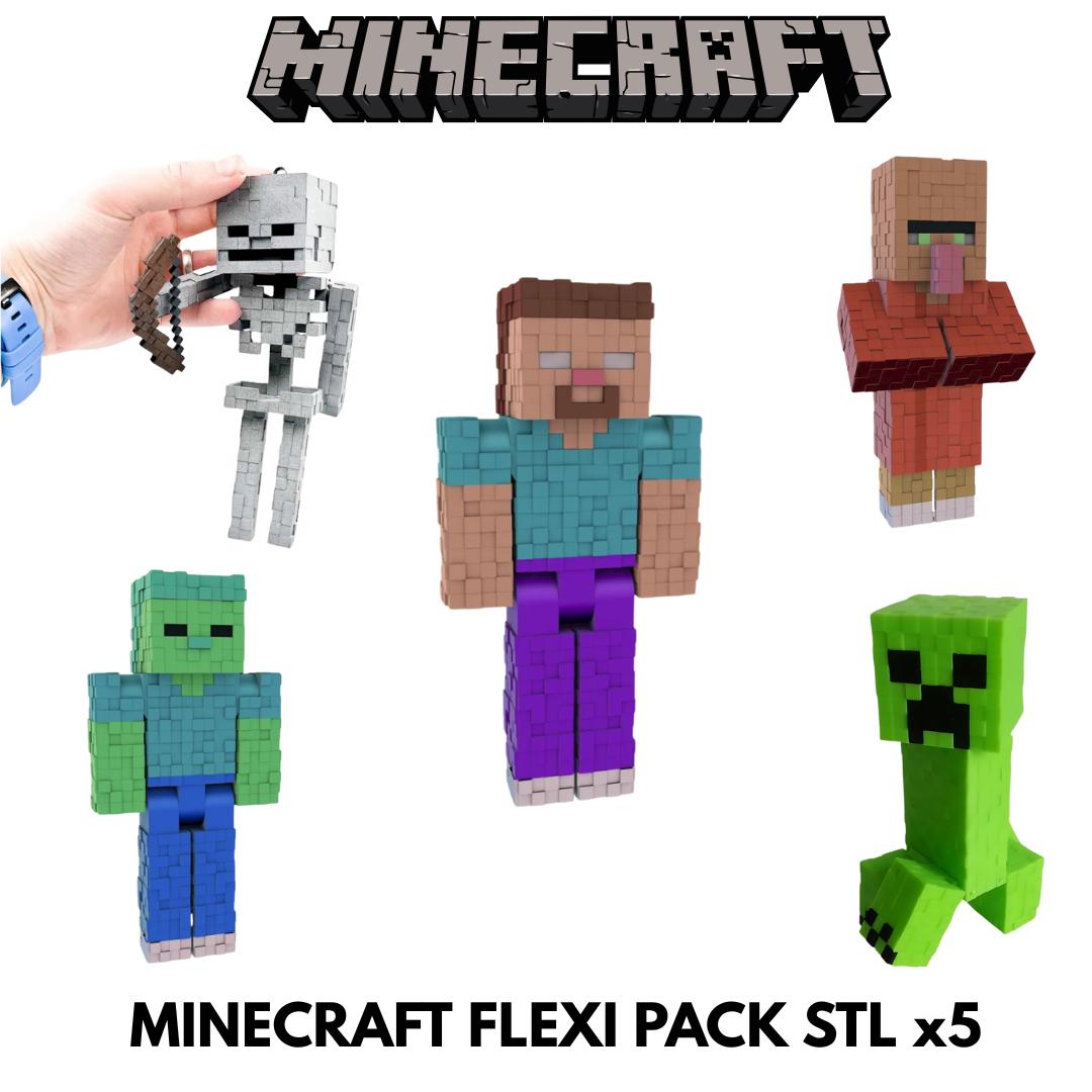 Minecraft STL Pack X5 | Steve, Creeper, Zombie, Villager, and