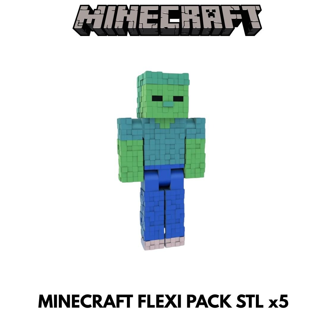 Minecraft STL Pack X5 | Steve, Creeper, Zombie, Villager, and