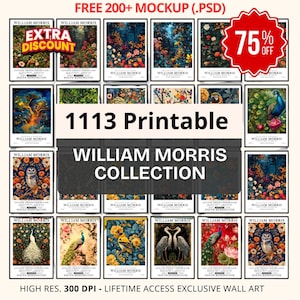 William Morris Wall Art Set - 1113 Printable Vintage Botanical Posters, Wall Art | Victorian Aesthetic Gallery Bundle | Instant Download