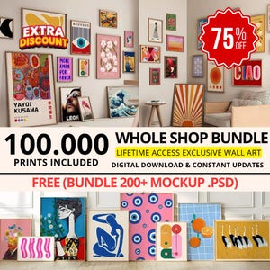 100,000 Maximalist Gallery Wall Art Prints: Eclectic Retro Decor (Digital Download)