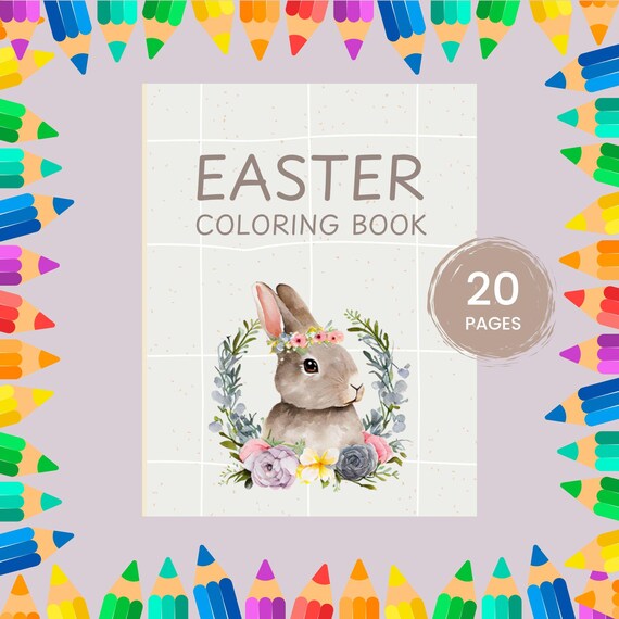 Kids Easter Coloring Book | 20 Fun Pages, Bunny Designs (Digital Download)
