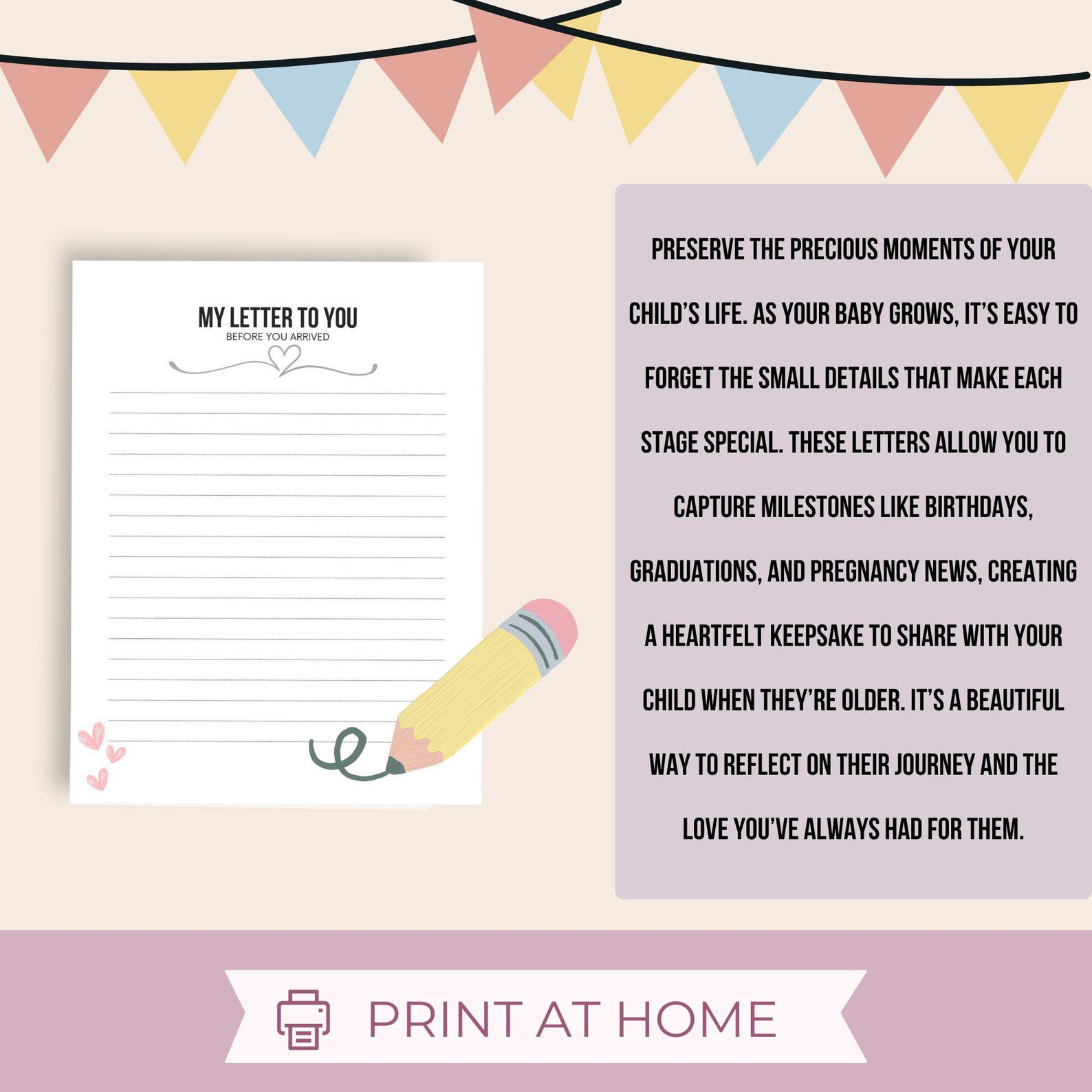 Printable Letters to Baby | Instant Download | Letter Template for ...