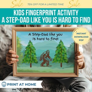Cadeau de fête des pères pour beau-père | Artisanat d'arbre à empreintes digitales Bigfoot | Un beau-père comme vous est difficile à trouver | Souvenir papa en prime | Téléchargement instantané