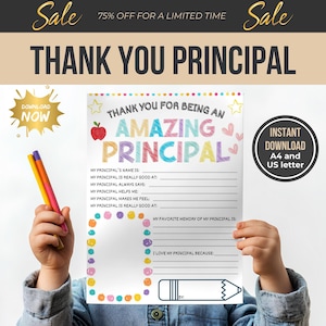 Thank You Principal Printable PDF | Principal Appreciation Gift from Students | Principal Appreciation | Amazing Principal Gift from Kids