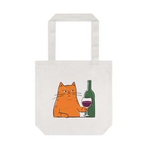 Funny Cat Wine Tote Bag, Stylish Cat Lover Gift, Eco-friendly Shopping Bag, Pet Owner Accessory, Cute Cartoon Tote