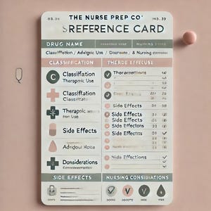 Cartes de médicaments imprimables pour soins infirmiers | Guide d'étude de pharmacologie | Cartes médicales NCLEX | Référence de l'école d'infirmières | Téléchargement numérique PDF