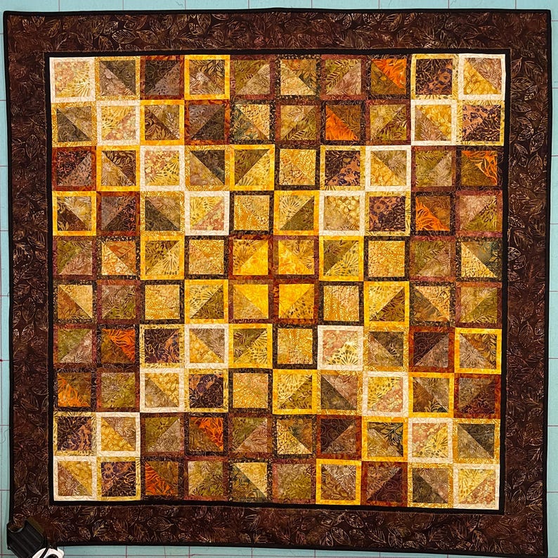 Quilted Batik Couch Throw Lap Quilt Tablecloth Browns and Golds - Etsy