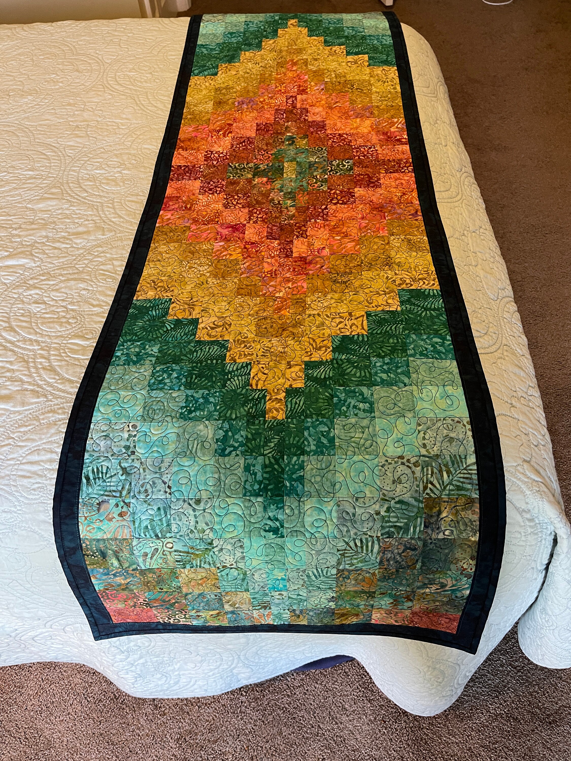 Large Quilted Batik Table Runner/bed Runner - Etsy