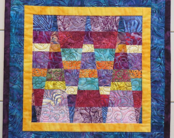 Modern Quilted Batik Centerpiece Table Mat Rainbow Colors Etsy