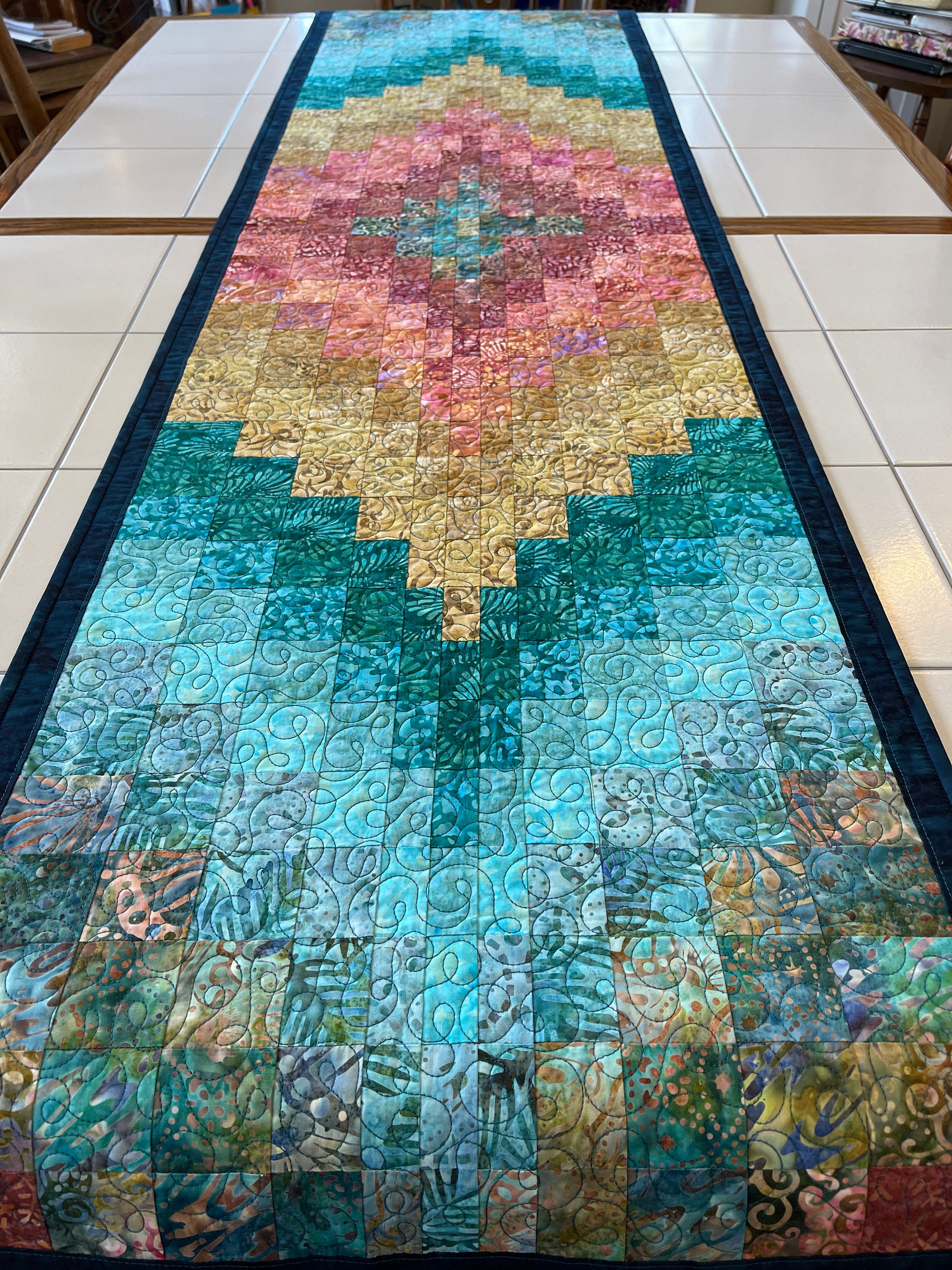 Large Quilted Batik Table Runner/bed Runner - Etsy