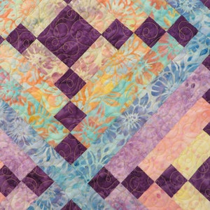 Bright Batik Bed Quilt Blue Pink Yellow Purple - Etsy