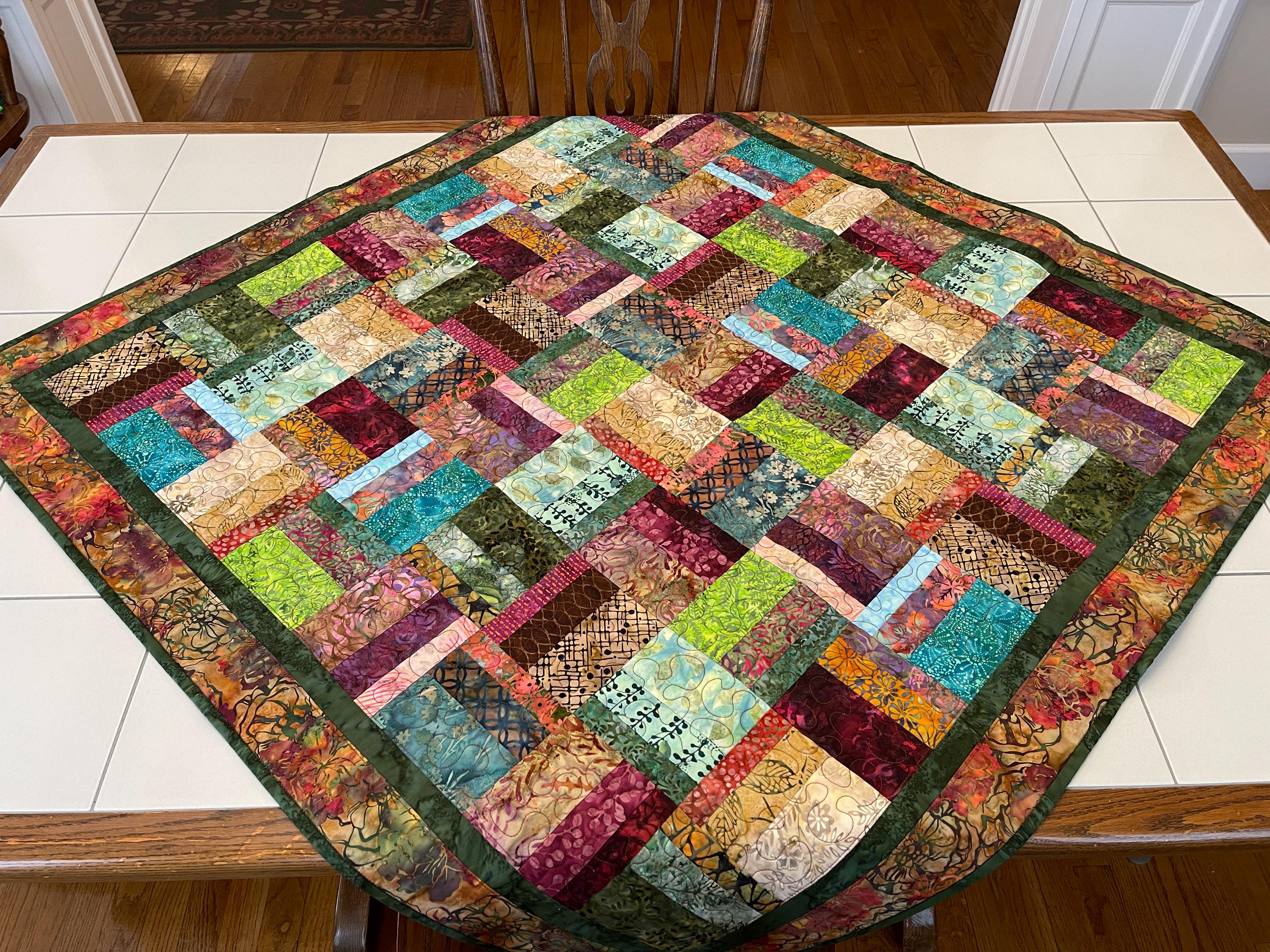 Scrappy Batik Lap Quilt Couch Throw Tablecloth - Etsy