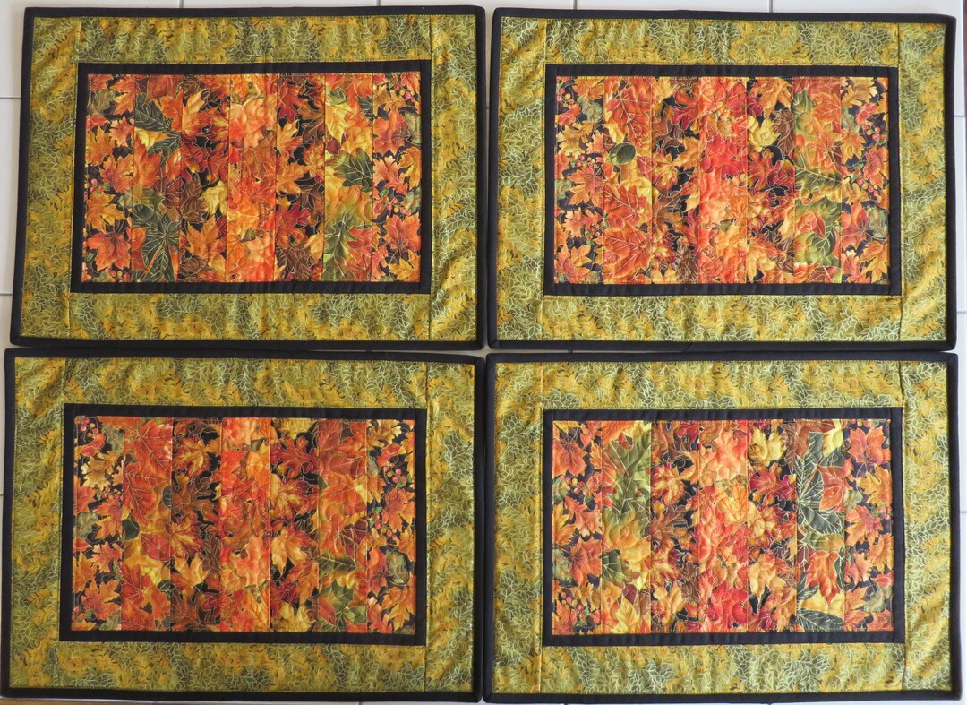 Set of Four Fall Placemats Quilted Etsy