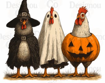 Funny Halloween Chicken PNG, Farm Animal Clipart, Witch Ghost Pumpkin Costume Design, Fall Sublimation PNG, Pumpkin PNG , Spooky Season Png