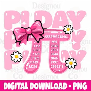 Pink Pi Day Coquette PNG, 3.14 Day Teacher Math Shirt Design, Cute Pi Day Bow PNG, Girly Math Lover Clipart, Pink Aesthetic PNG