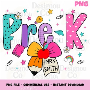 Preppy Pre-K Teacher PNG, Pre-K teacher coquette PNG, Pre-K shirt, Back To School, Gift For Teacher, Preppy Floral PNG, Popular Now Png