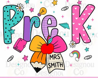 Preppy Pre-K Teacher PNG, Pre-K teacher coquette PNG, Pre-K shirt, Back To School, Gift For Teacher, Preppy Floral PNG, Popular Now Png