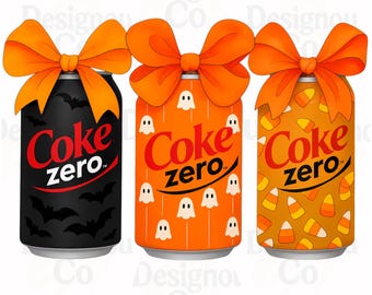 Halloween Coke Zero PNG, Coke Coquette Bundle PNG, Halloween Soda Bow Design, Spooky Coquette Png, Cute Halloween, Retro Ghost Drink Png