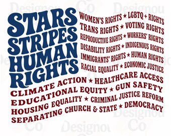 Stars and Stripes Human Rights PNG, Liberal Patriotic USA Flag PNG, Equal Rights Shirt Design, 4th of July Protest Png, Retro Political Png