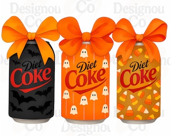 Halloween Diet Coke PNG, Diet Coke Coquette PNG, Halloween Soda Bow PNG, Spooky Coquette Sublimation, Cute Ghost Drink Png