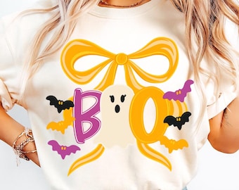 Boo PNG, Spooky Coquette PNG, Ghost PNG, Halloween Png, Fall Png, Preppy Png, Halloween Bow Png, Faux Glitter Png, Halloween Girl , Trendy