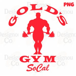 May include: Red graphic for a gym, featuring a muscular figure holding a barbell. The words "OLDS GYM" are arched above the figure, with "GYM SoCal" below. The design is on a white background.