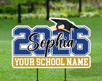 Letrero de graduación personalizado para el año 2026, decoración de jardín personalizada para la graduación, decoración de jardín para la promoción de 2026, letrero de graduación con estacas.