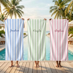 Personalized Monogrammed Beach Towel With Name, Custom Name Bachelorette Party Beach Towel, Custom Bachelorette Party Gift, Pool Party Towel