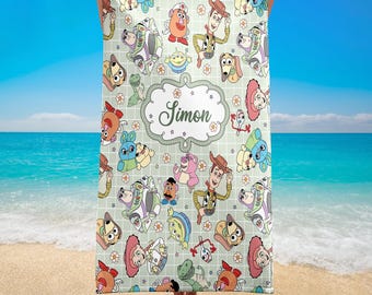 Personalized Disney Toy Story Beach Towel, Jessie Magic Kingdom Bath Pool Towel, Woody Buzz Lightyear Towels, Aliens Cartoon Trip Towels