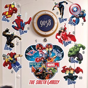 Personalize day at sea 2025 Cruise Magnet, Super Heroes Cruise Line Magnet, Custom Spider Family Door Magnets