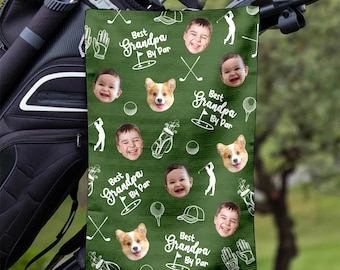 Toallas de golf personalizadas con foto infantil "El mejor abuelo por par", regalo del Día del Padre, toallas de golf personalizadas para papá, regalo de toalla de golf para abuelo, toallas de golf para papá