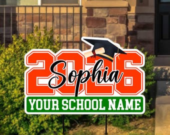Letrero de graduación personalizado para el año 2026, decoración de jardín personalizada para la graduación, decoración de jardín para la promoción de 2026, letrero de graduación con estacas.