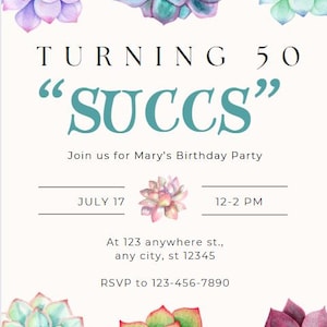 50 Succs Over The Hill Birthday Invitation Editable