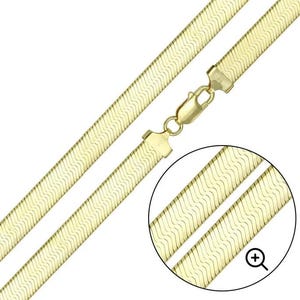 14K Gold Plated Herringbone Chain Necklace – Sterling Silver Base, Flat Snake Chain, Italian Style Layered Necklace, Dainty Gift for Her