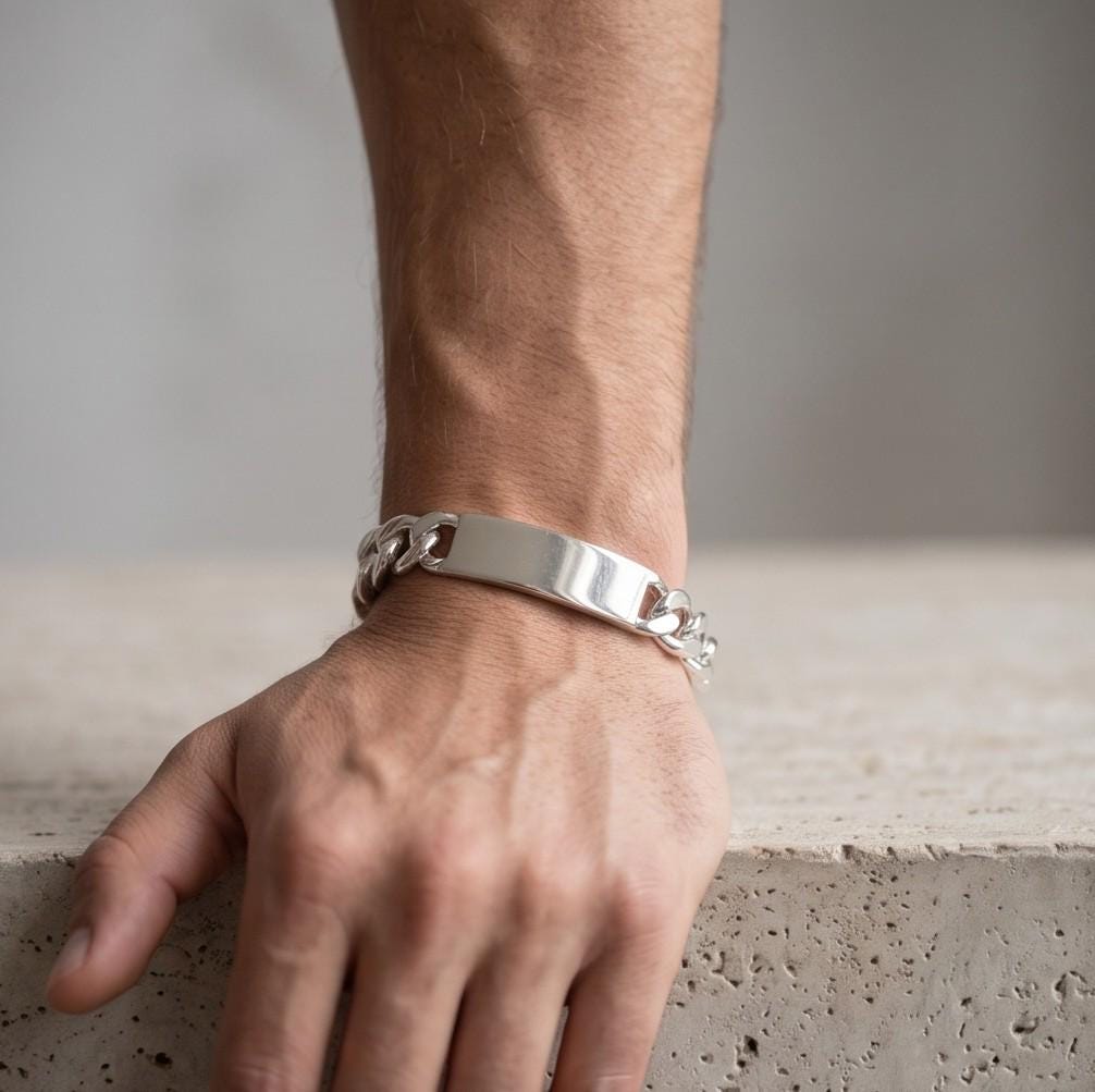 Silver Flat Bangle - Etsy