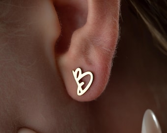 Sterling Silver Initial Earrings Letter Earrings Custom Letter Stud Earrings Tiny Initial Studs Earrings Alphabet Earrings Monogram Studs
