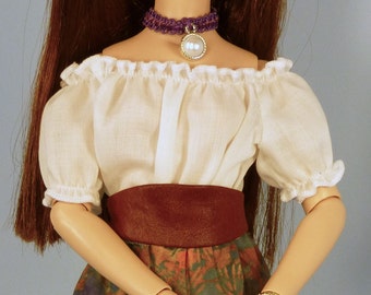 Doll Peasant Blouse,Top, Cummerbund, Sewing pattern, Ellowyne, 16 in fashion dolls, Tonner, Antoinette, Tyler, Alex Fairchild, Prudence