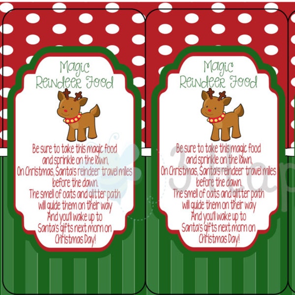 Magic Reindeer Food Instant Download, Food tag, Kid gift stickers