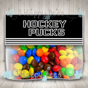 Hockey Party Favor Topper | Printable Hockey Puck Treat Bag Toppers for Birthday Party Favors | Hockey Theme Team Events Topper