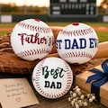 Custom Embroidered Baseball Gift for Dad, Personalized Sports Lover Ball Handmade Fathers Day Gift, Best Dad Ever Baseball, Gift from Kids