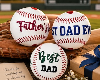 Custom Embroidered Baseball Gift for Dad, Personalized Sports Lover Ball Handmade Fathers Day Gift, Best Dad Ever Baseball, Gift from Kids