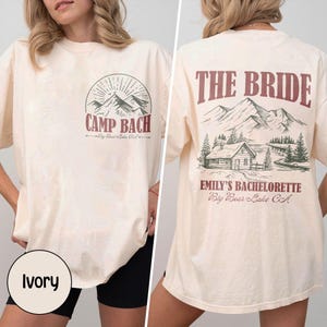 Custom Retro Camp Bachelorette Shirt, The Cabin Crew Hiking Bridal Party Outfit, Mountain Bride Shirt, Lake Bachelorette, Camp Bach Tee