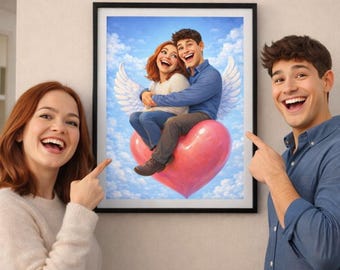 Caricatura de pareja personalizada a partir de una foto: retrato divertido para San Valentín / Descarga digital