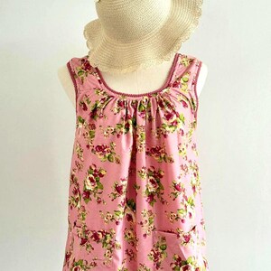 Sleeveless Floral Print Cotton Summer Blouse: Handmade Cottagecore Sleeveless Top