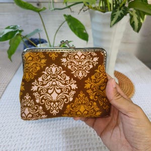 Geldbörse gold, Vintage Stil Geldbörse klein,Münztasche klein,Kartenhalter Minimalist Portemonnaie,handgefertigte Münzbeutel Geldbörse,Stoff Mini Geldbörse