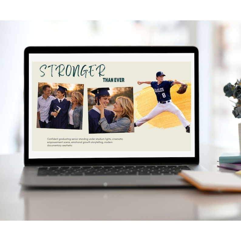 Graduation party slideshow template with cinematic photo layouts