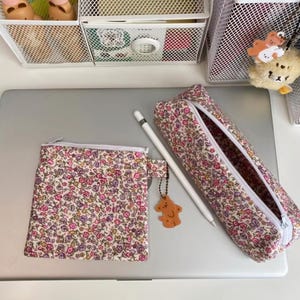 Back to School Garden – Handmade Thai Cotton Pencil Case, Pastel Floral Zipper Pouch
