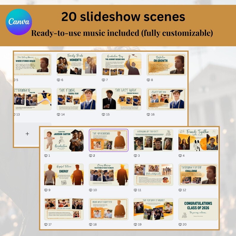 High school senior video template with modern editorial design